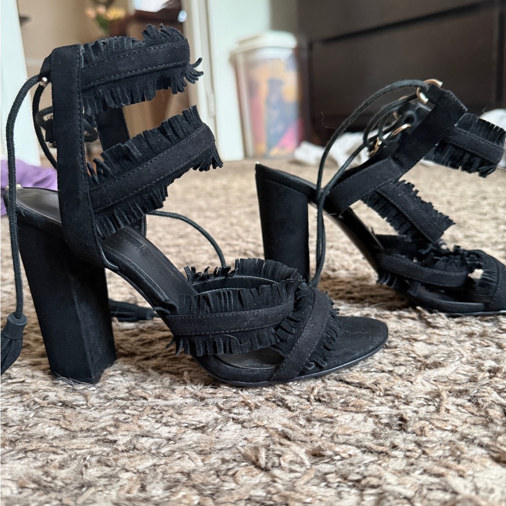 Guess Black Fringe Women's Heels